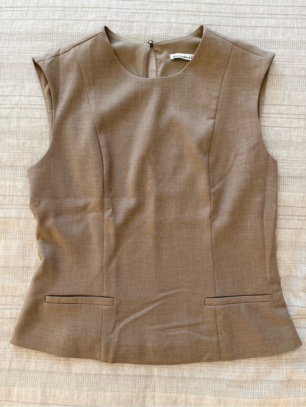 Abercrombie & Fitch longline tailored top in neutral taupe